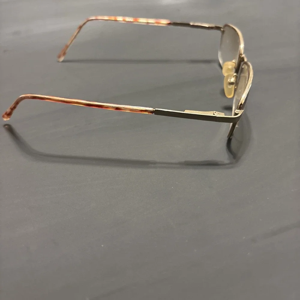 Vintage Gold Tone Rectangular Eyeglass Frames Tortoise Temples Frames Only